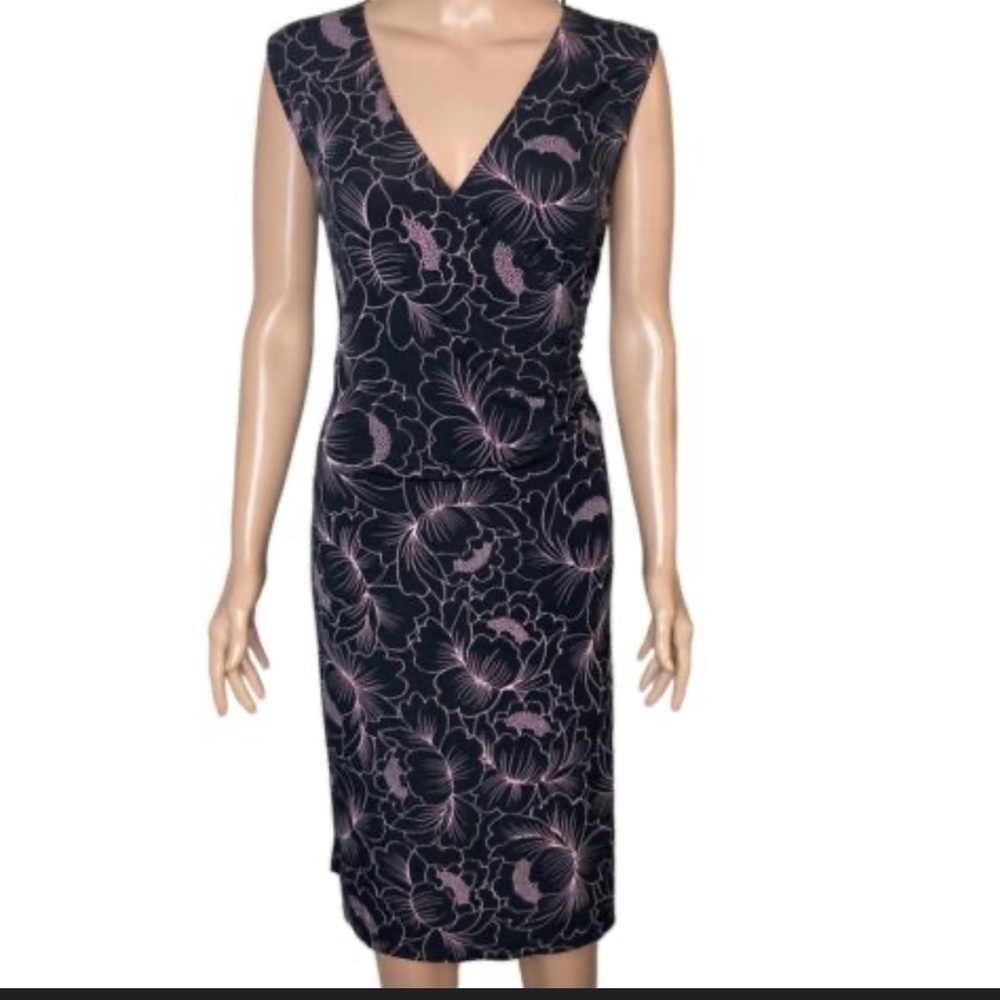 FLP Faith Love Passion Medium Maxi Black Dress Pink Floral Print.